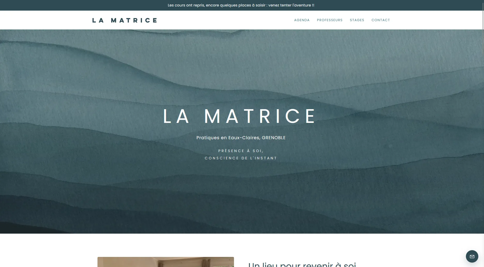 Page d’accueil du site La Matrice